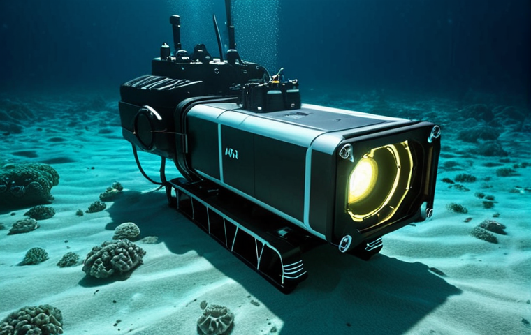 **AI's Vision Systems: Unveiling the Abyssal Clarity**
A futuristic deep-sea ROV, equipped with glowing AI vision systems, navigates a pitch-black abyssal plain. Transparent data overlays show real-time processed sonar images transforming murky raw data into a crystal-clear 3D bathymetric map, highlighting newly identified deep-sea creatures and geological anomalies with luminous outlines. The scene emphasizes AI's superhuman visual clarity and instant discovery in extreme environments.
