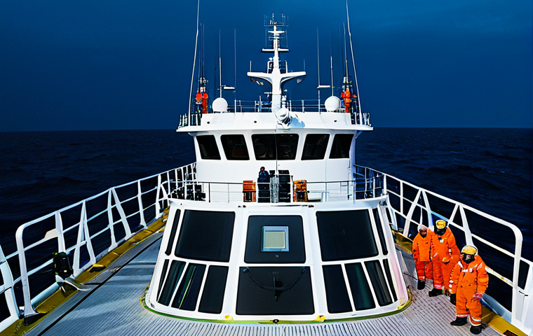 Deep-Sea Research Vessel**
"A research vessel exploring the deep sea, equipped with advanced technology for environmental monitoring, fully clothed scientists conducting research on deck, deep ocean background with bioluminescent creatures, safe for work, appropriate content, perfect anatomy, natural proportions, professional photography, high quality, family-friendly, fully clothed."
**