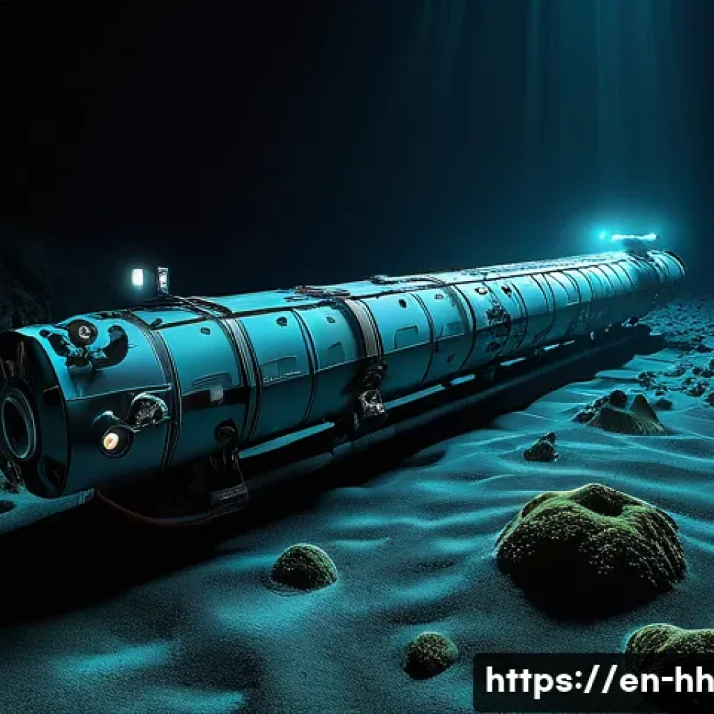 심해 탐사의 최신 기술과 그 응용 - A highly detailed scene of an autonomous underwater vehicle (AUV) exploring a vibrant deep-sea hydro...