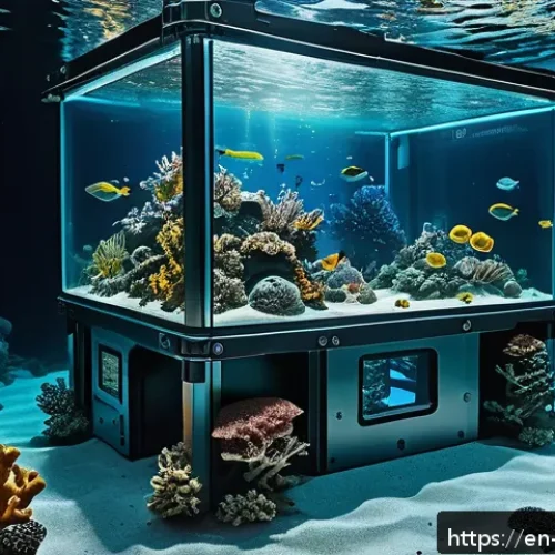 심해 식민지 구상과 국가 간 협력 방안 - A futuristic deep sea modular habitat assembled like giant underwater Lego blocks, constructed from ...