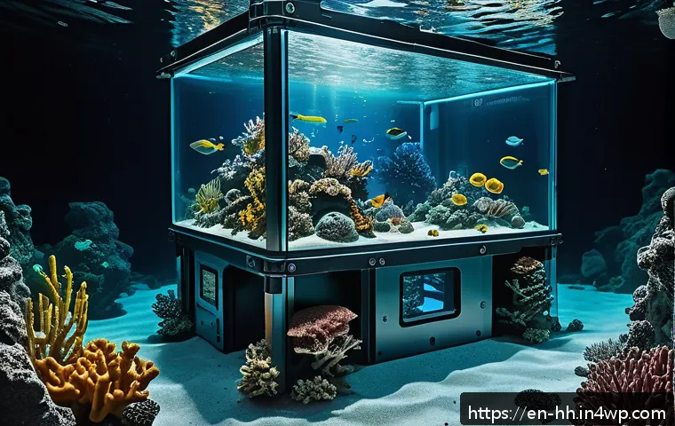 심해 식민지 구상과 국가 간 협력 방안 - A futuristic deep sea modular habitat assembled like giant underwater Lego blocks, constructed from ...